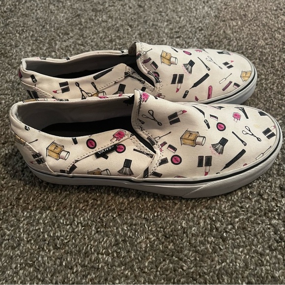 Vans Asher Shoes Women’s Size 7 Makeup Print Slip-on Sneakers - Picture 2 of 5